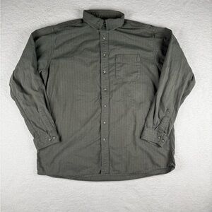 L.L. Bean Men’s Large Button Down Long Sleeve Military Style Olive Shirt Jacket